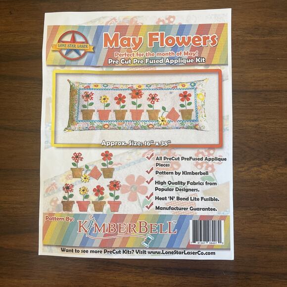 KimberBell MAY FLOWERS Pillow Quilt Pattern KD174 W/ Precut Prefused App Pieces - Picture 3 of 5